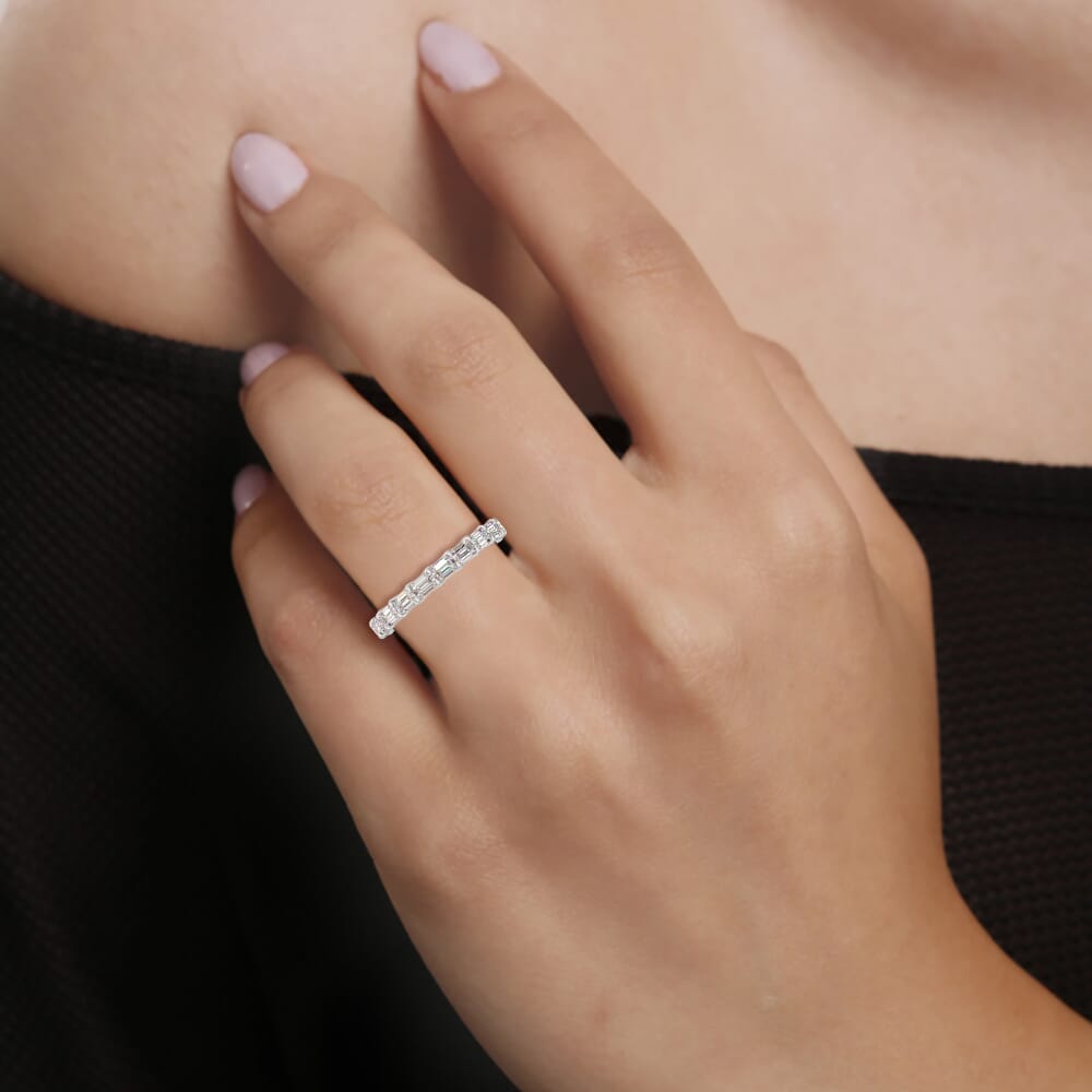 Emerald Cut East West Eternity Ring