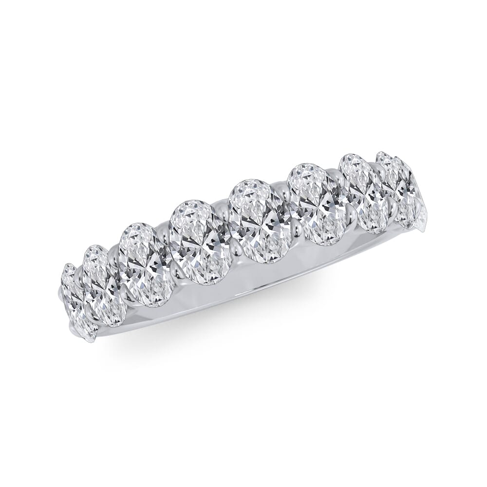 Oval Cut U Scallop 1/2 Eternity Ring