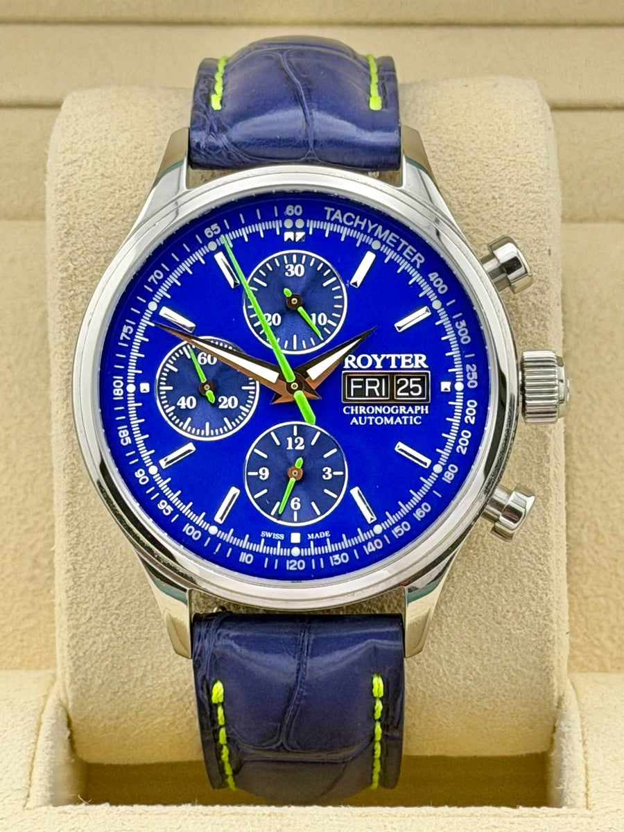 Royter DR-02 Chronograph Blue Dial on Leather Strap DR-02 Complete 2023