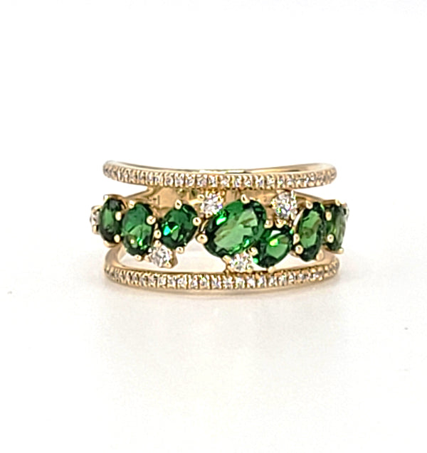 Marco Moore 14k Yellow Gold Tsavorite Garnet and Diamond Ring