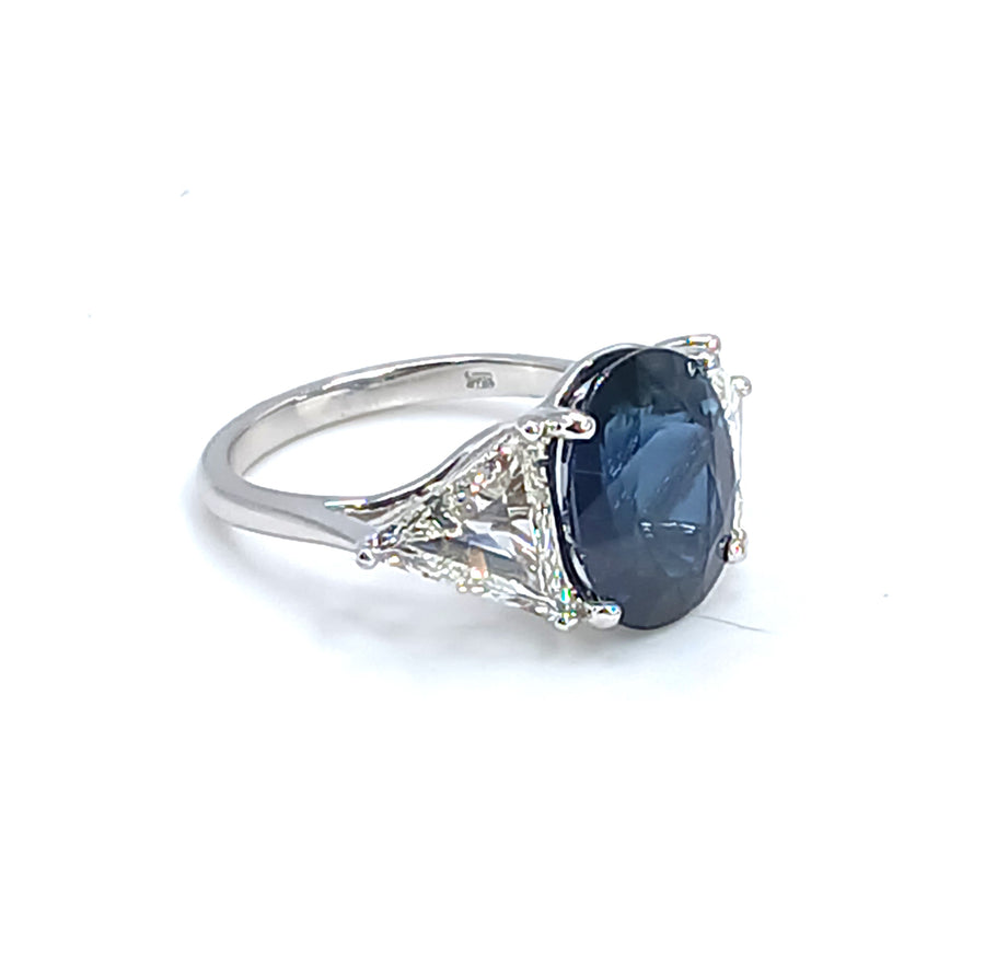Estate 18k White Gold Sapphire and Diamond Ring