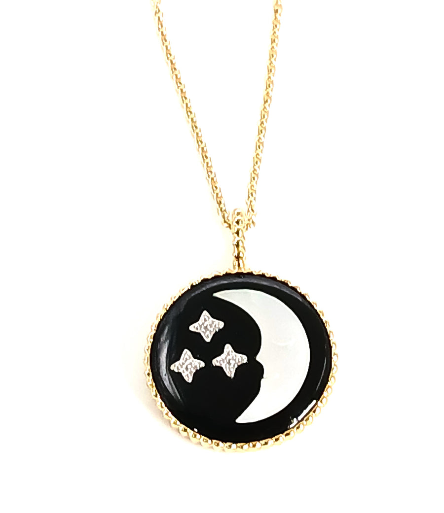 18k Yellow Gold Reversible Sun and Moon Pendant