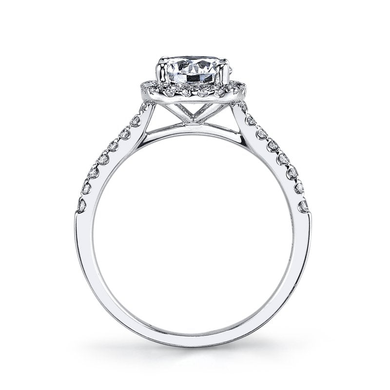Solitaire Ring Setting with Diamond Halo and Band