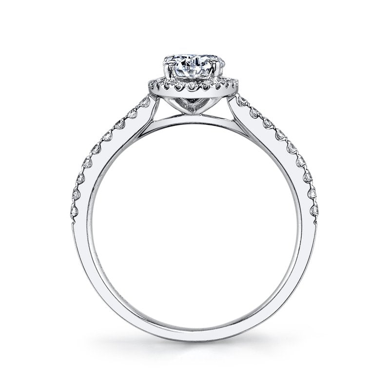 Solitaire Ring Setting With Diamond Halo and Band
