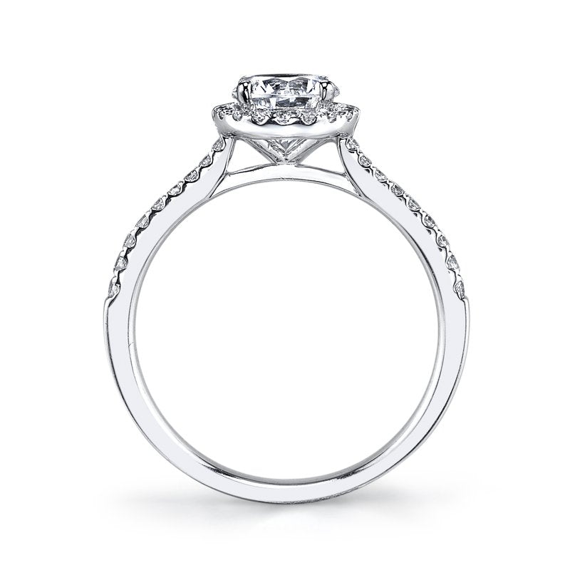 Solitaire Ring Setting With Diamond Halo and Band