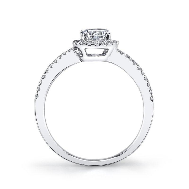 Solitaire Ring Setting With Diamond Halo and Band
