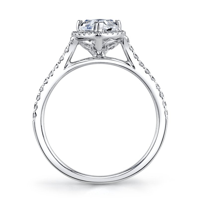 Solitaire Ring Setting With Diamond Halo and Band