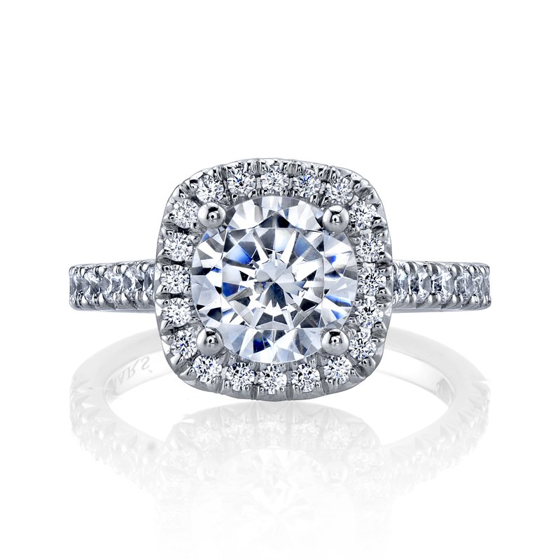 Solitaire Ring Setting With Diamond Halo and Band