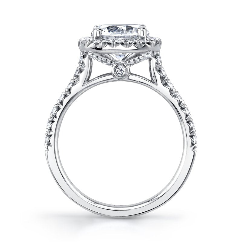 Solitaire Ring Setting With Diamond Halo and Band