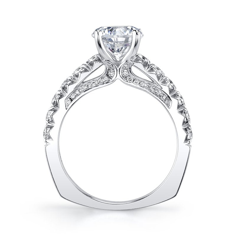 Solitaire Ring Setting With Diamond Band and Bridge