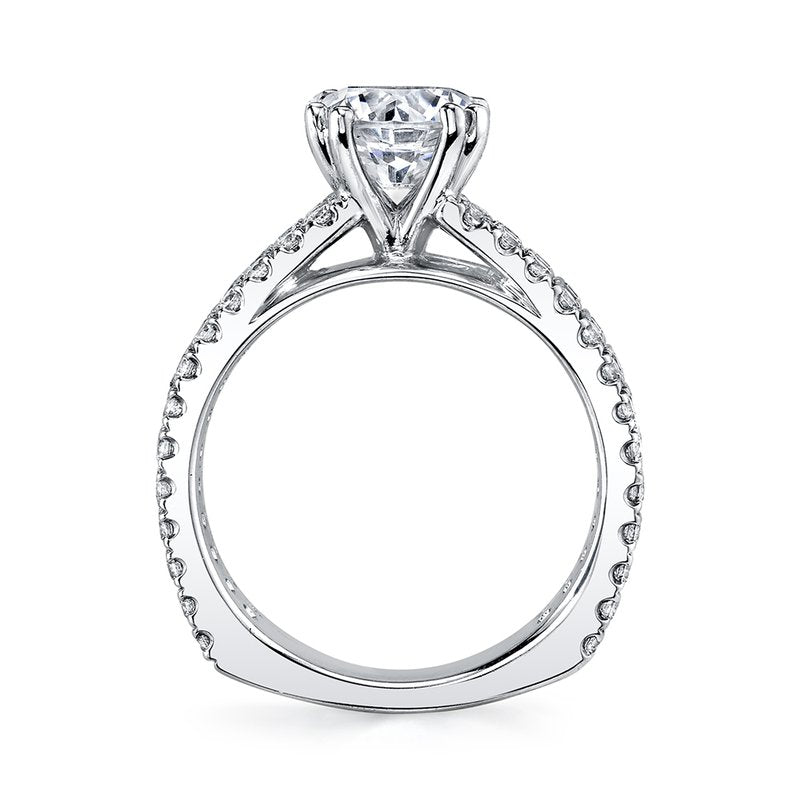 Solitaire Ring Setting With 3 Row Diamond Band