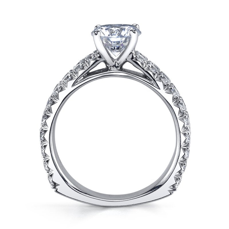 Solitaire Ring Setting with 2 Row Diamond Band