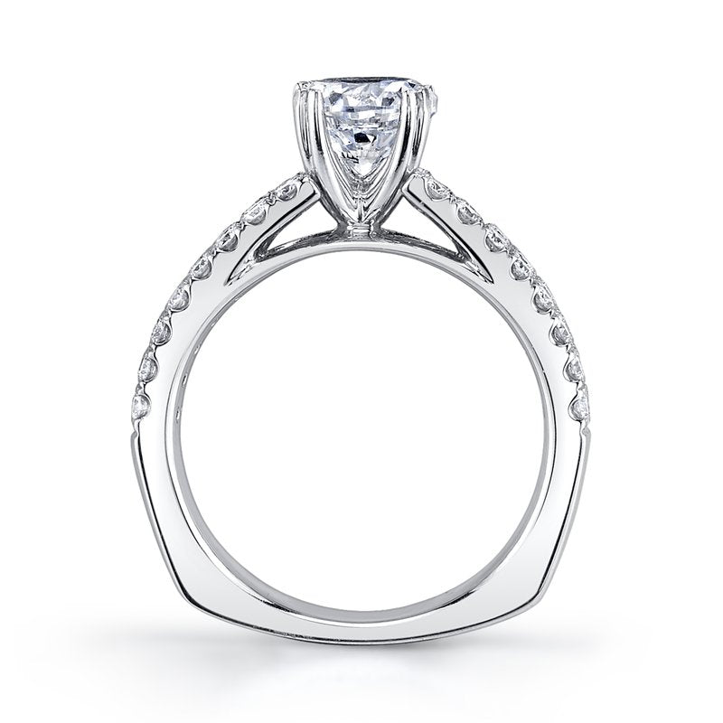 Solitaire Ring Setting With 3 Row Diamond Band