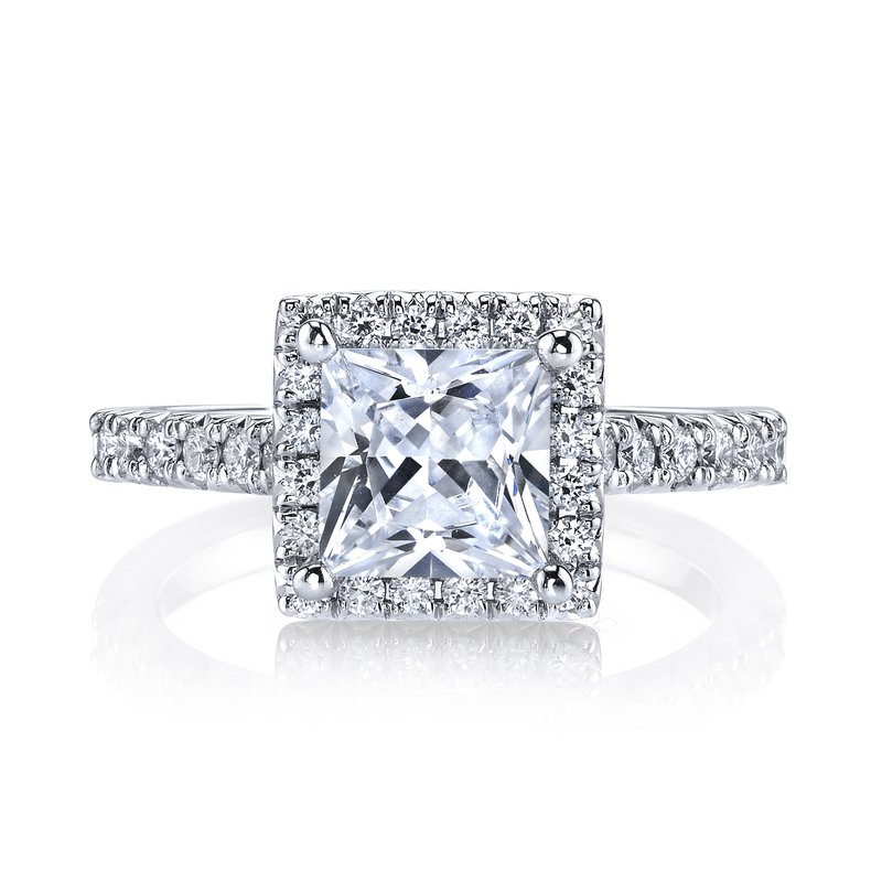 Solitaire Ring Setting With Diamond Halo and Band
