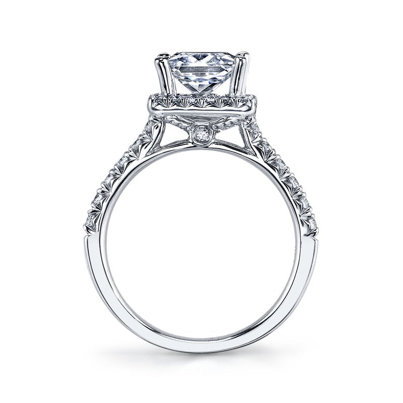 Solitaire Ring Setting With Diamond Halo and Band