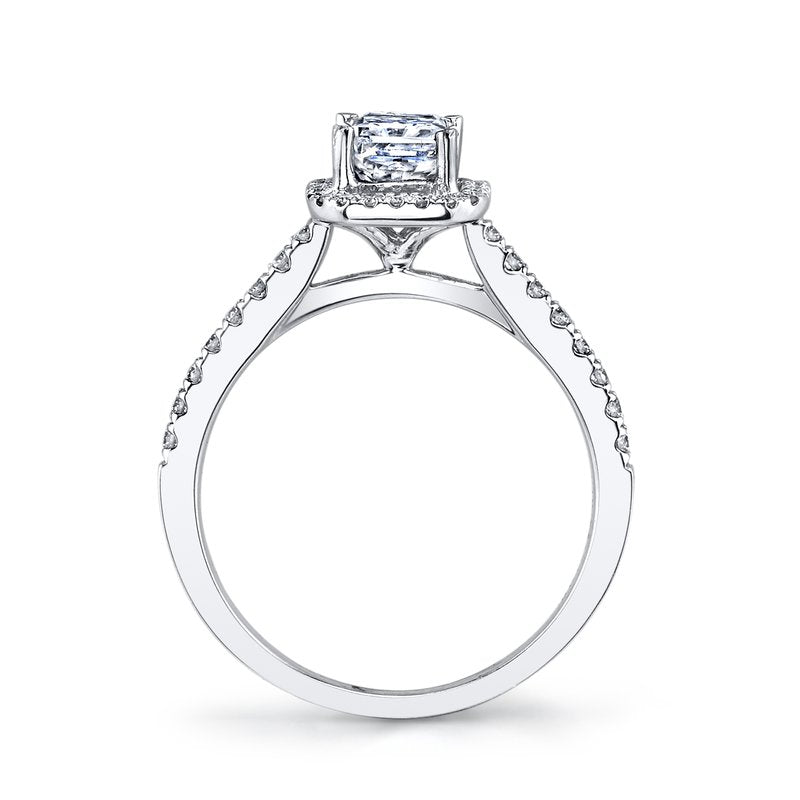 Solitaire Ring Setting With Diamond Halo and Band