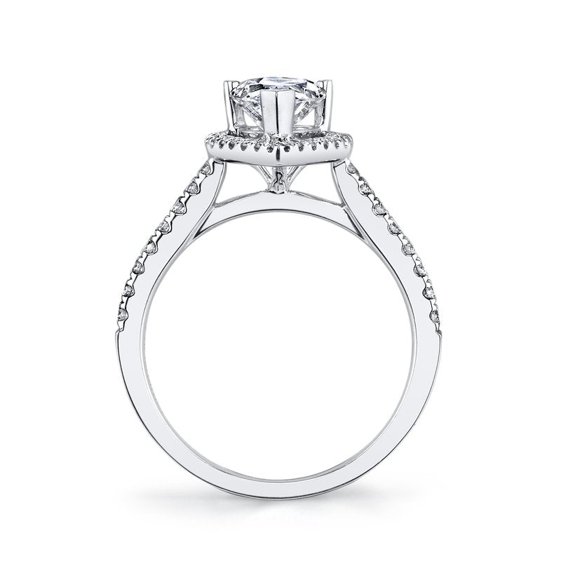 Solitaire Ring Setting With Diamond Halo and Band