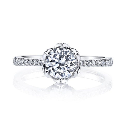 Ring Setting with Flower Inspired halo and Diamond Band