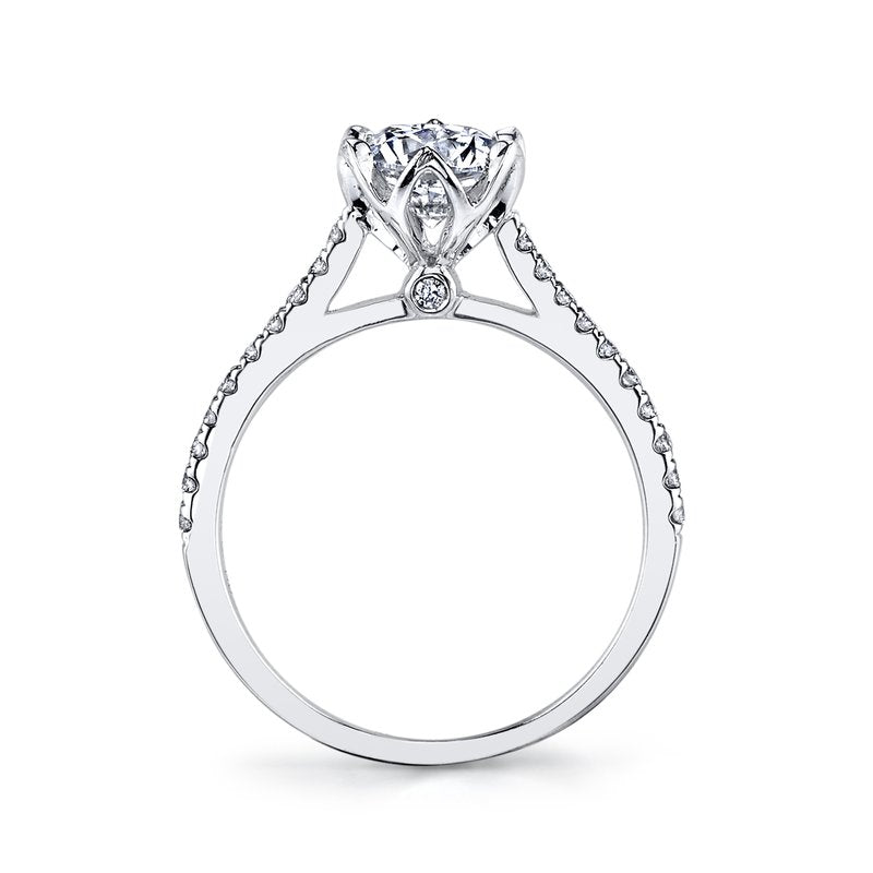 Ring Setting with Flower Inspired halo and Diamond Band