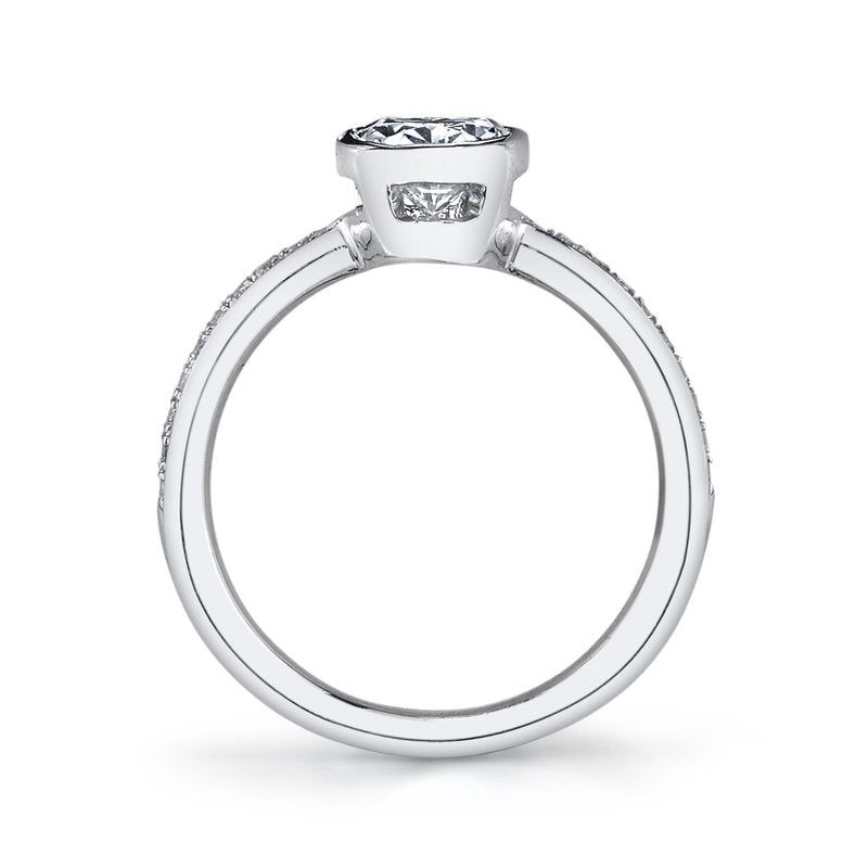Bezel Set Solitaire Ring Setting with Diamond Band