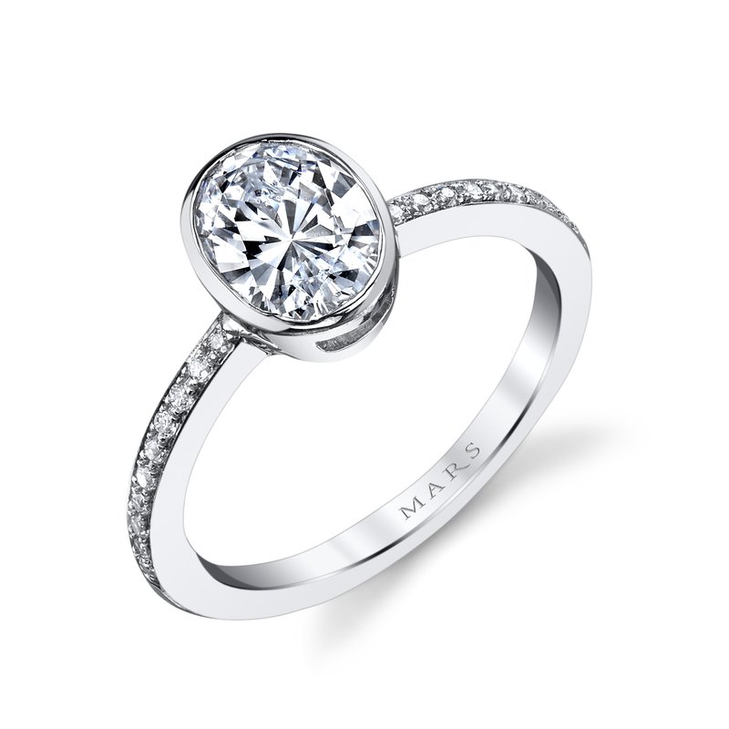 Bezel Set Solitaire Ring Setting with Diamond Band