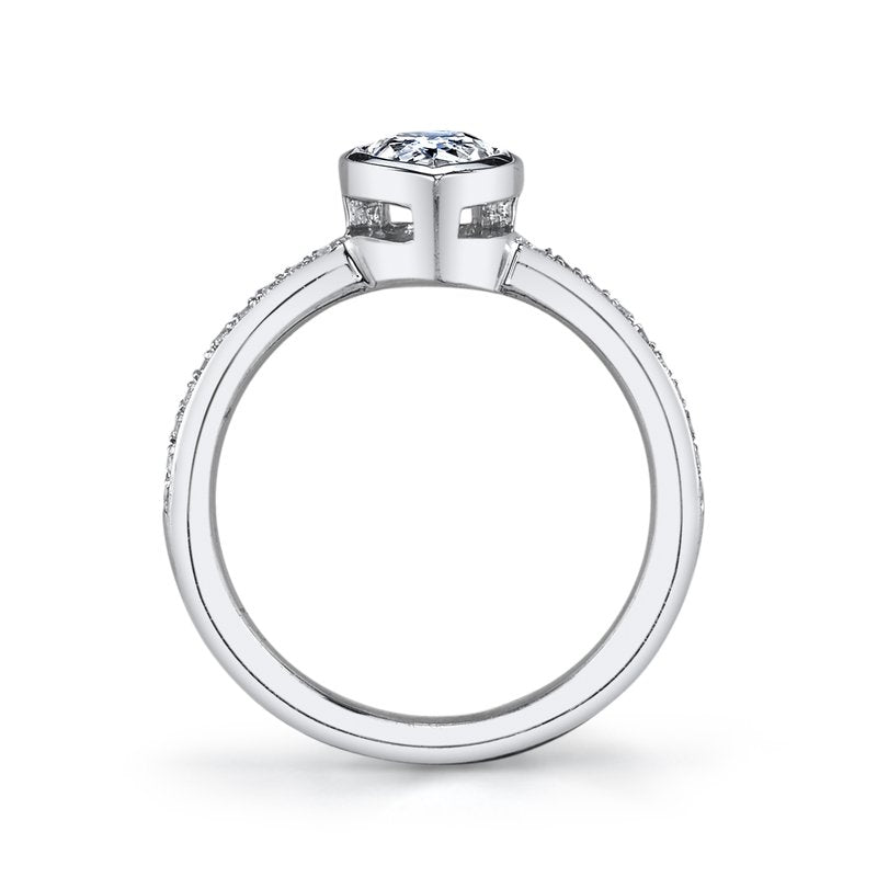Bezel Set Solitaire Ring Setting with Diamond Band