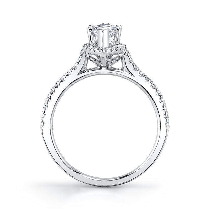 Solitaire Ring Setting with Diamond Halo and Band