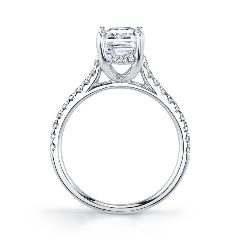 Solitaire Ring Setting with Diamond Band and Hidden Halo