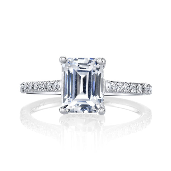 Solitaire Ring Setting with Diamond Band and Hidden Halo