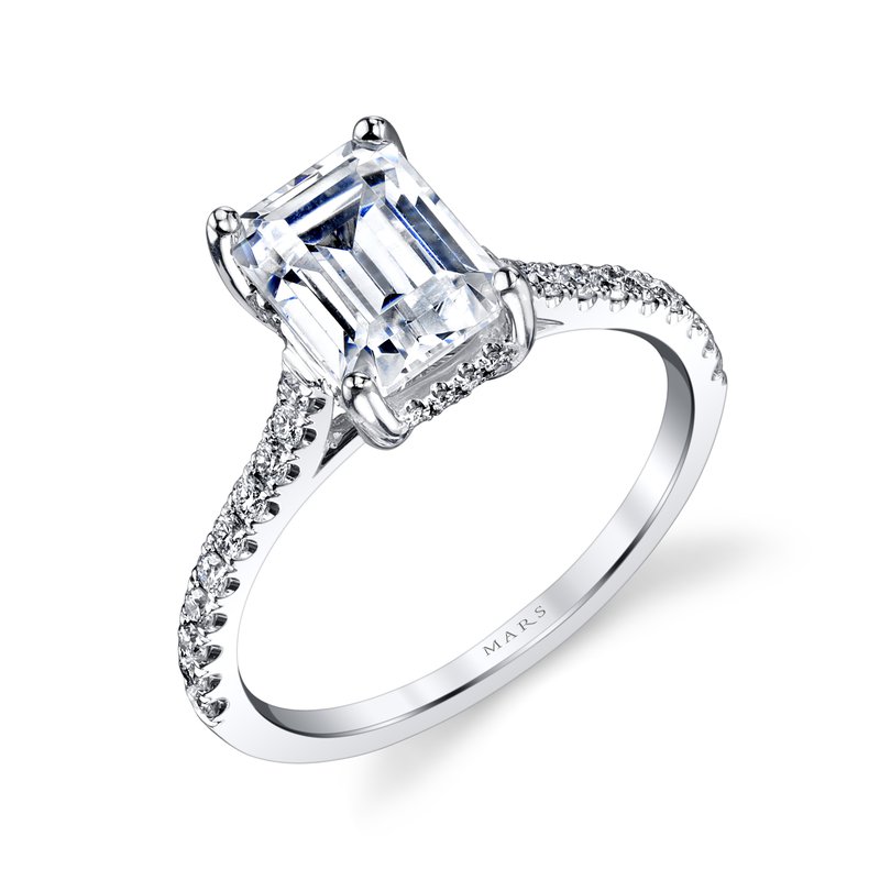 Solitaire Ring Setting with Diamond Band and Hidden Halo