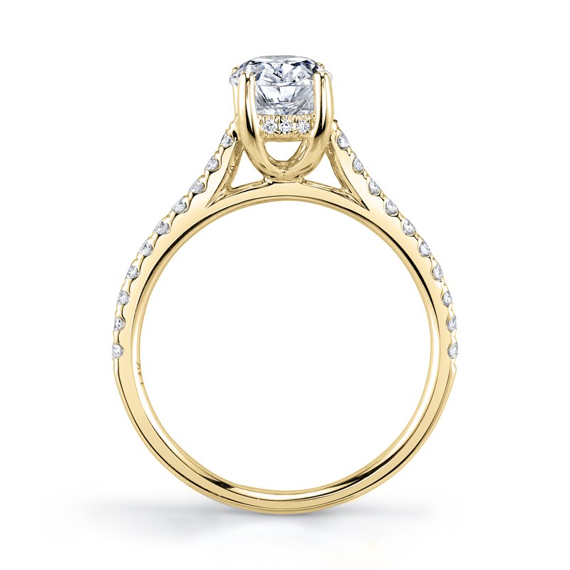 Solitaire Ring Setting with Diamond Band and Hidden Halo