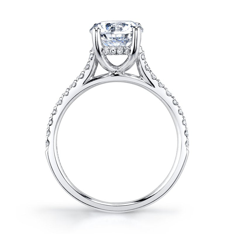 Solitaire Ring Setting With Diamond Band and Hidden Halo