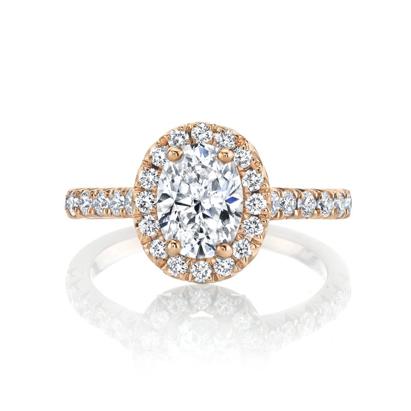 Solitaire Ring Setting With Diamond Halo and Band