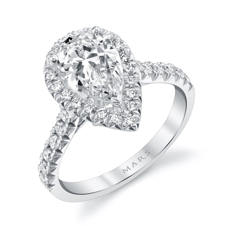 Solitaire Ring Setting with Diamond Halo and Band