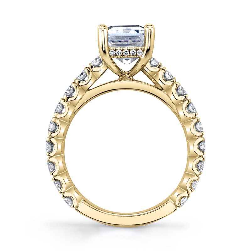 Solitaire Ring Setting with Diamond Band and Hidden Halo
