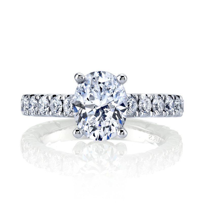 Solitaire Ring Setting with Diamond Band and Hidden Halo