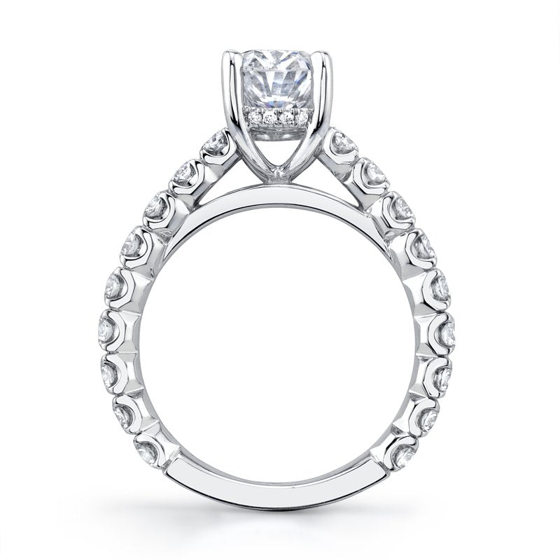 Solitaire Ring Setting with Diamond Band and Hidden Halo