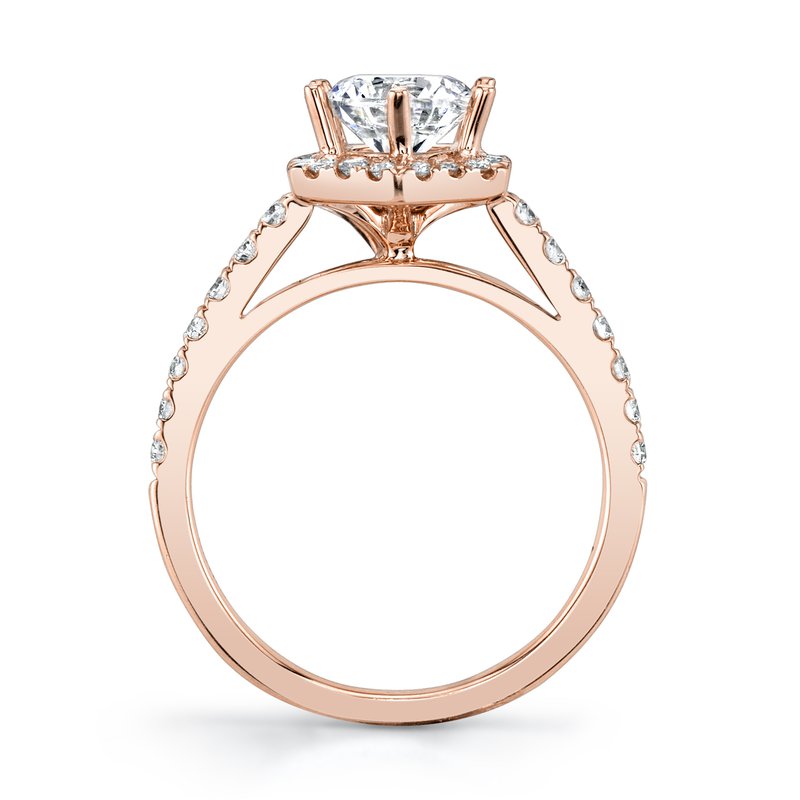 Ring Setting with Hexagon Diamond Halo and Diamond Band