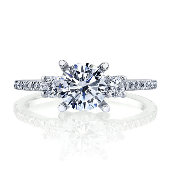Three Stone Plus Ring Setting With Round Side Diamonds