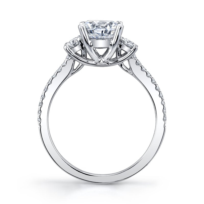 Three Stone Plus Ring Setting With Round Side Diamonds