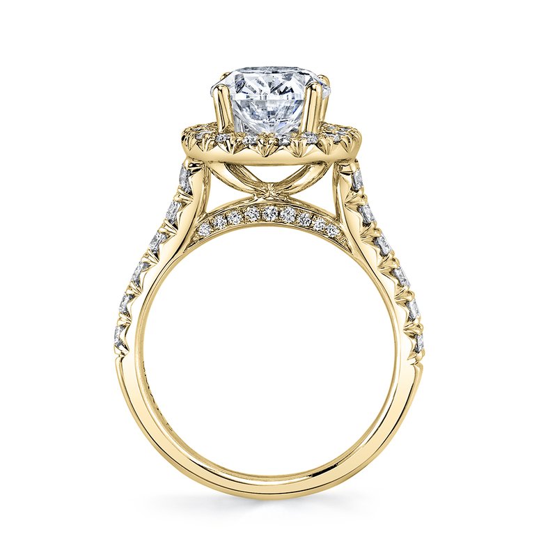 Solitaire Ring Setting With Diamond Halo  Diamond Band and Diamond Under Gallery