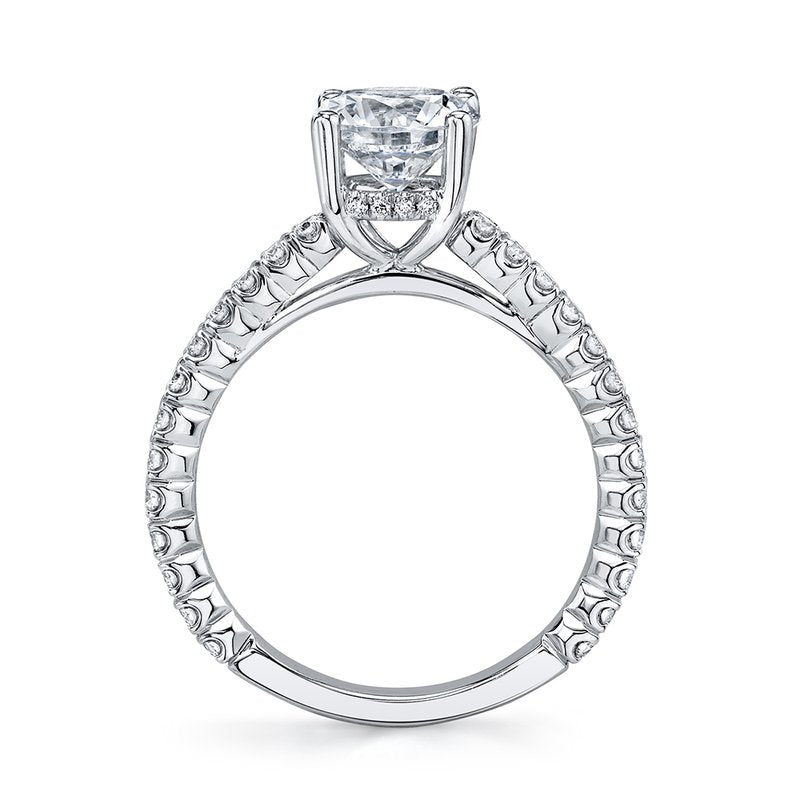 Solitaire Ring Setting With Diamond Band and Hidden Halo