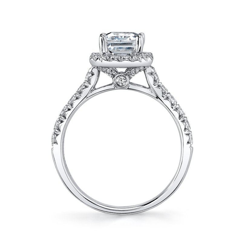 Solitaire Ring Setting with Diamond Halo, Diamond Band, and Diamond Under Gallery