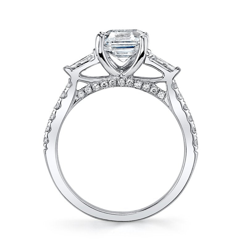 Three Stone Plus Ring Setting With Baguette Side Diamonds