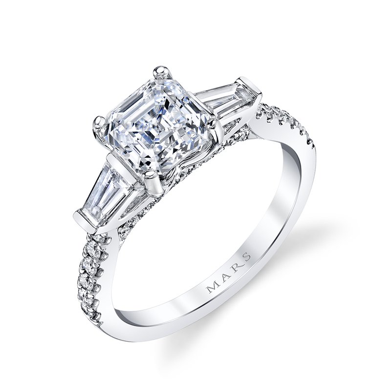 Three Stone Plus Ring Setting With Baguette Side Diamonds