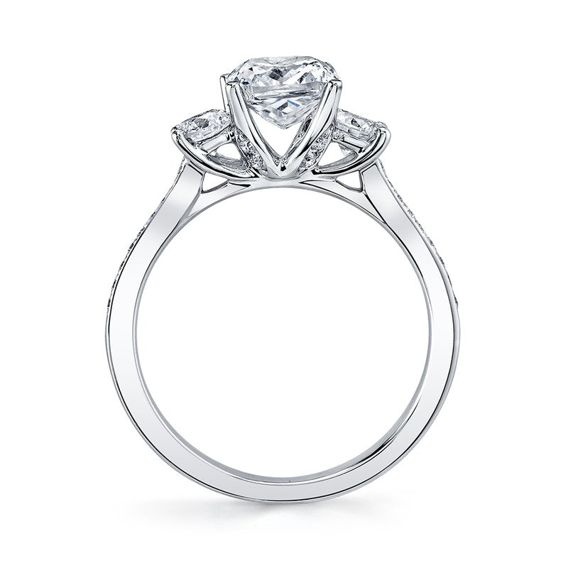 Three Stone Plus Ring Setting With Round Side Diamonds