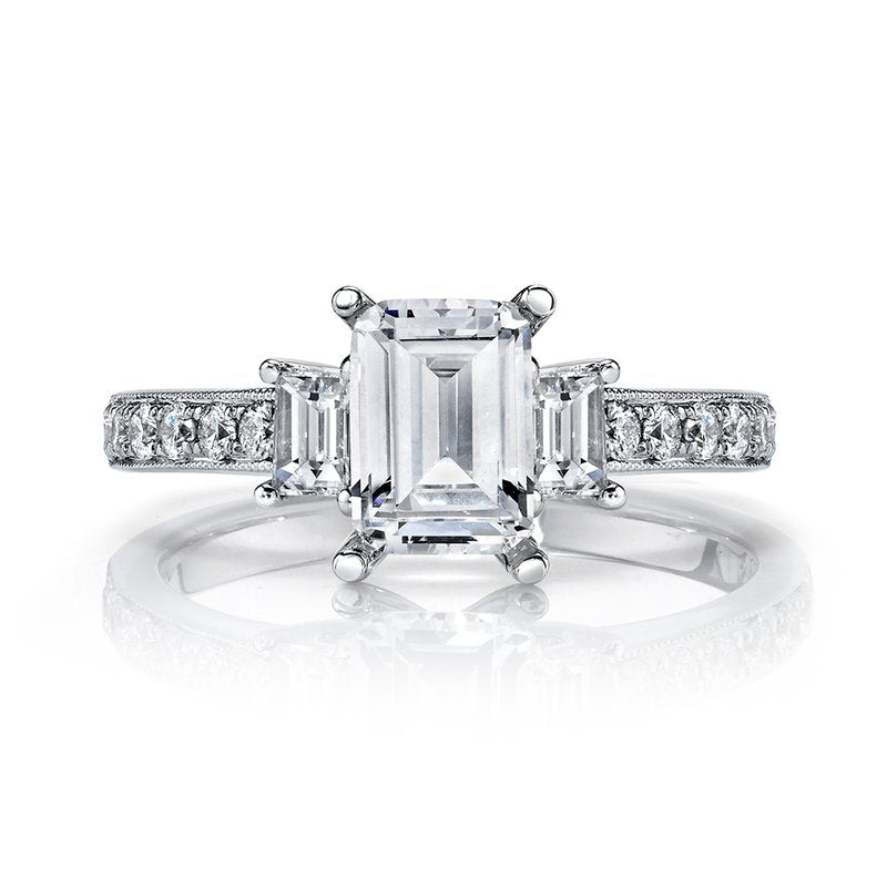 Three Stone Plus Ring Setting with Baguette Side Diamonds