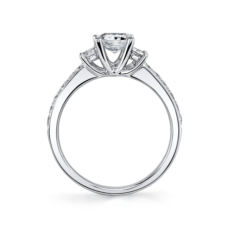 Three Stone Plus Ring Setting with Baguette Side Diamonds