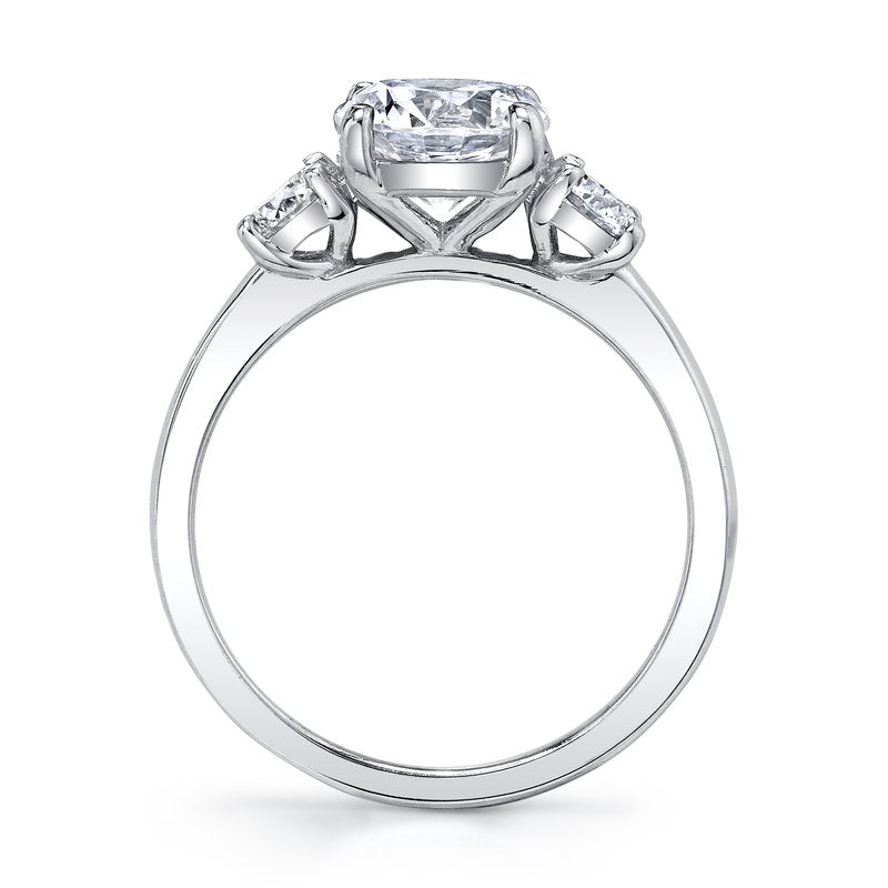 Three Stone Ring Setting With Round Side Diamonds