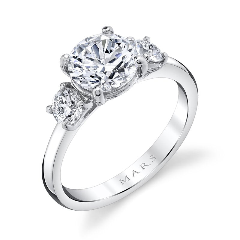Three Stone Ring Setting With Round Side Diamonds